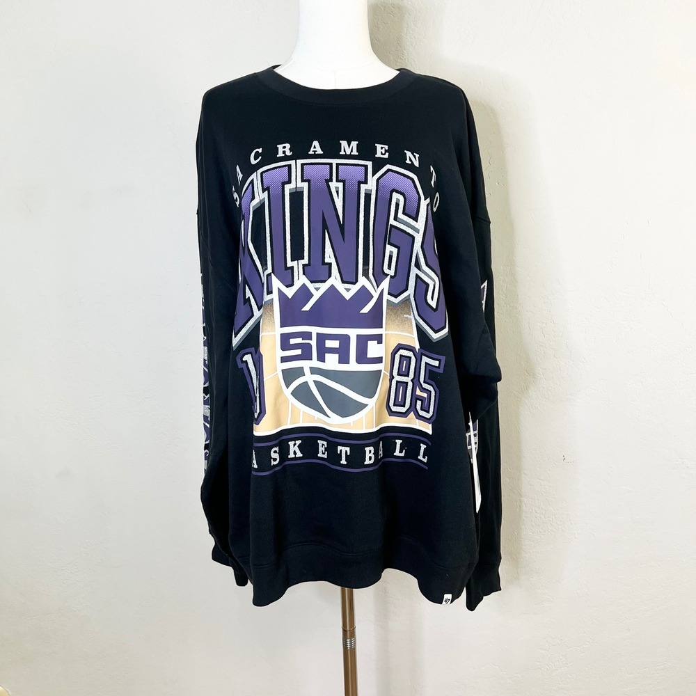 Sacramento Kings 47 Brand Sweatshirt Womens Size XL Black New NBA Graphic